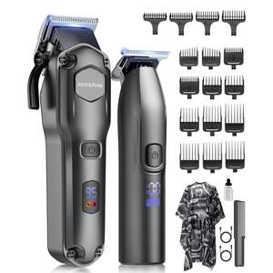 Kit de tondeuses à cheveux professionnelles pour hommes, sans fil, avec lames en acier inoxydable, rechargeable, étanche (IPX7) - Product Image 1