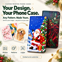 Casing HP Kulit PU Custom Motif Natal 2026, Model Flip Cover untuk iPhone 18 Pro Max 17 16 15 14 dengan Slot Kartu, Grosir OEM