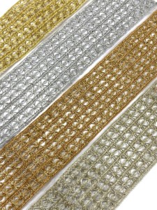ลดกระหน่ำผ้าลูกไม้ถักลายปักเลื่อมสำหรับงานประดิษฐ์เสื้อผ้าเต้นรำชุดตัดเย็บริบบิ้นผ้าลูกไม้สีเงินสีทอง - Product Image 3