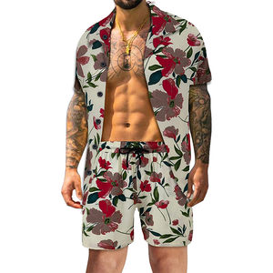 Pantalones cortos estampados de verano de alta calidad al por mayor para hombre, conjuntos con camisas de talla grande para hombre, producto de tela de punto - Product Image 2