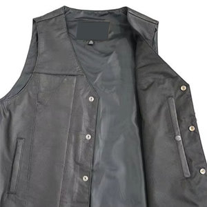 Gilet de motard en cuir personnalisé de haute qualité 100% authentique pour hommes, veste de moto pour l'hiver, vêtements d'extérieur en toile pour la chasse - Product Image 4