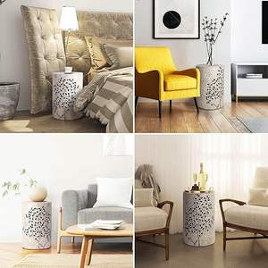 Madre de perla Drum End Table Shell Mesa auxiliar Taburete Tambor Café Mesita de noche redonda de Artisan Craft - Product Image 4