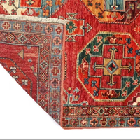 Hot Red Afghan Inspired Persian Hand geknüpfter hochwertiger Teppich 9x12 Ft Hand gefertigt für Wohnzimmer-Zeitgenössischer Teppich im antiken Stil