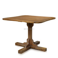 Ensemble de table à manger carrée en teck massif avec 4 chaises, meubles de salle à manger rustiques et modernes