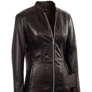 แจ็กเก็ตหนังแท้สำหรับผู้หญิงแจ็กเก็ตฤดูหนาวหนังแกะทรงสลิมฟิต - Product Image 5