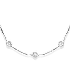 14k White Gold 36-Inch Long Diamond Station Necklace 6.00ct Strand - Product Image 3