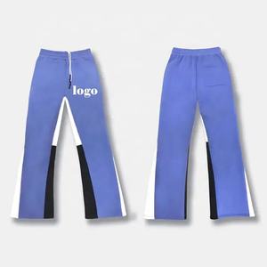 Venta al por mayor en blanco hombres pantalones de chándal de algodón polar pierna recta Jogger pantalones de chándal Vintage Distress ácido lavado acampanado pantalones de chándal para hombres - Product Image 1