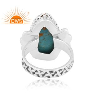 Bague de déclaration en argent sterling oxydé de meilleure qualité naturelle Kingman Turquoise Gemstone Fabricant de bijoux personnalisés - Product Image 4