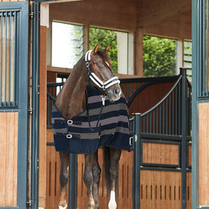 Manta para Caballo con Rayas Azul Marino y Morado, Forro Polar, Relleno de Poliéster, 2 Correas para las Patas, Solapa para la Cola, Uso en Exteriores en Invierno - Product Image 3