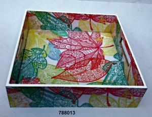 Plateau de service moderne au design élégant avec design géométrique Plateaux décoratifs en bois uniques et attrayants avec poignées - Product Image 6