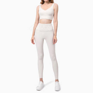 Leggings de soutien-gorge de sport pour femmes à séchage rapide respirant ensembles de yoga de gymnastique vêtements de sport solides avec logo avant pour le fitness et le yoga - Product Image 1