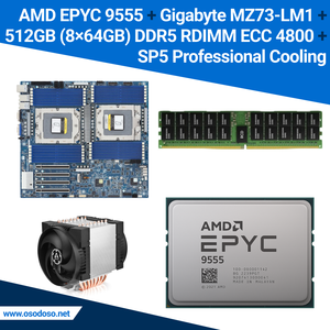 Conjunto AMD EPYC 9555 + Gigabyte MZ73-LM1 256GB/512GB DDR5 RDIMM ECC - Product Image 2