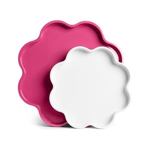 Elegante bandeja de servicio lacada hecha a mano con forma Floral Hot Trend Bloom Lacquer bandeja decorativa para restaurante de Hotel en casa - Product Image 1
