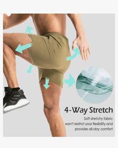 Pantalones cortos deportivos con bolsillo inclinado para hombre, pantalones cortos de lona informales con cintura elástica de secado rápido transpirables de malla sólida para India - Product Image 4