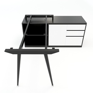 Escritorio Ejecutivo HBCO020 160x140cm, Diseño Minimalista de Lujo, Sistema CONE, Patas de Acero, Requiere Ensamblaje, para Uso en Dormitorio - Product Image 3