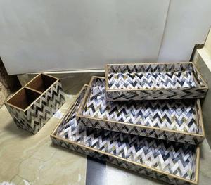 Bandeja de Servicio de Diseño con Recubrimiento de Esmalte de Madera MDF, Bandeja de Mesa de Alta Calidad para Hoteles y Restaurantes - Product Image 6