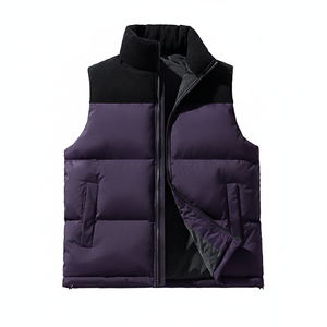 <b>Mens</b> <b>Black</b> Puffer <b>Vest</b> Windproof Sleeveless Winter Waistcoat with Stand Collar Customized High Quality Outdoor Bubble Coat - Product Image 4