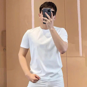 Basic Regular Fit 4-Way Stretch Fabric Smooth Lint-Free Cool 100% Cotton Transpirable Eco-Friendly Camiseta para hombre 2025 - Product Image 4