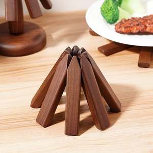 Nouveau luxe personnalisé bois de hêtre dessous de plat ensemble support écologique 300mm diamètre 10mm d'épaisseur pour tenir des plats chauds en gros tapis tampons - Product Image 5