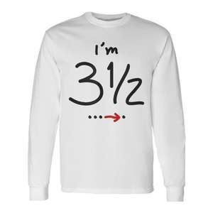 Camiseta de manga larga para cumpleaños de 3 1/2 años para niños de tres años y medio - Product Image 1