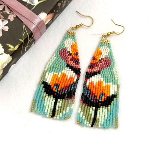 Pendientes de cuentas, pendientes muy largos de oro marrón, pendientes extra largos, pendientes de flecos, pendientes boho, pendientes de cuentas de semillas - Product Image 6