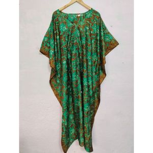 Vestidos largos de seda con cuello redondo para mujer, caftán largo de diseño de moda Dubai, caftán ligero - Product Image 4