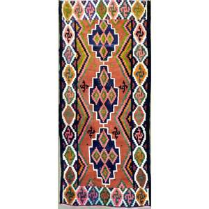 Un kilim Sanandaj vintage authentique, noué à la main, unique en son genre, 10'7 x 4'5 - Product Image 1