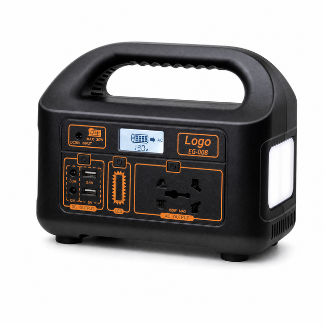 Portable Power Station AC Outlets LED Flashlight Fast Charging Silent Solar Generator 150W Portable Power Bank Station