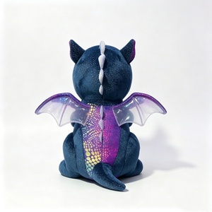 Peluche de dragon bleu scintillant personnalisée, adorable peluche de dragon assis, peluche de dragon galaxie pailletée, dragon à ventre irisé - Product Image 5