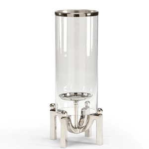 Porte-bougie sculptural Hurricane en nickel poli, design à quatre pieds, centre de table moderne, métal lourd, fait à la main pour Noël - Product Image 3