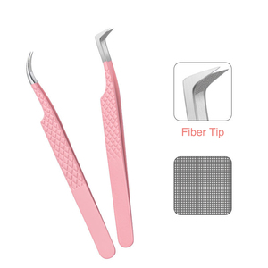 Pinzas profesionales para pestañas, punta de fibra de alta calidad, aplicador de pestañas de acero inoxidable para extensiones de pestañas de belleza - Product Image 4