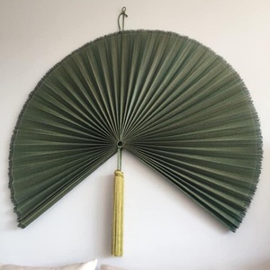 Custom Holding Bamboo <b>Fan</b> Natural <b>Wall</b> <b>Decor</b> Vietnamese Handmade Beige <b>Fan</b> Hanging Folding <b>Fan</b> <b>Decor</b> for Home Living Room Resort - Product Image 1