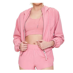 Meilleure vente ensemble coupe-vent décontracté solide pour femmes personnalisable deux pièces 100% tissu polyester grande taille ceinture élastique - Product Image 4