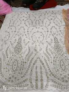 Tissu perlé de luxe de haute qualité avec Zircon fait à la main 100% Polyester meilleur prix exportation du fournisseur indien pour la fabrication de vêtements - Product Image 4