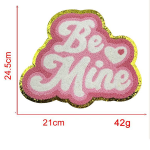 Personnalisé 3D Fleur Paillettes Paillettes Chenille Logo Patch Brodé Fer À Repasser Badges En Forme De Coeur Avec Décoration En Soie pour Vêtements - Product Image 5