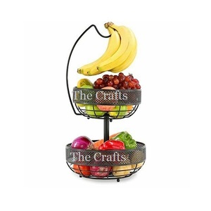 Cesta de frutas de Color negro de hierro de diseño de tendencia con colgador de plátano, vajilla de cocina de alta calidad, cesta de almacenamiento de frutas - Product Image 1