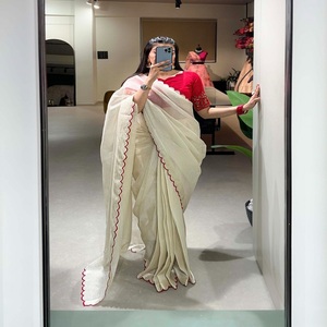Dernière tenue de créateur vente chaude nouveauté Manipuri Tussar Saree Arce pétoncle frontière travail femme mode - Product Image 1