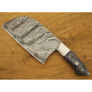 Cuchillo de Cocina Tipo Cleaver de Acero de Damasco de 10 Pulgadas Hecho a Mano con Funda de Cuero Única, Mango Hermoso y Personalizable - Product Image 5