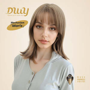 Maris -DWY Peluca sintética marrón de 16 pulgadas con línea de cabello natural sin pegamento, corte lobo, para mujer con encaje marrón claro - Product Image 1