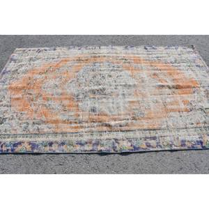 Alfombra turca Vintage de 5x8,5 pies, naranja, Beige, tejido plano, patrón de retazos de lana para sala de estar, decoraciones de pasillo, respaldo de látex - Product Image 3