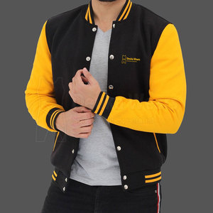 Veste de sport sur mesure pour homme, style Letterman, en coton, séchage rapide, avec broderie décorative et manches en cuir. - Product Image 6
