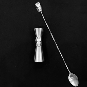 Cuillère à Cocktail et jigger Iron Man Head Design Offre Spéciale en acier inoxydable Cuillère longue réutilisable de haute qualité avec motif en spirale - Product Image 1