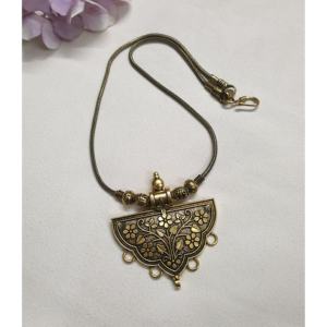 Collier pendentif floral en laiton Vintage fait à la main Design antique pour femmes Boho Chic bijoux ethniques déclaration accessoire de mode - Product Image 5