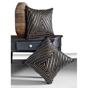 Custom Color Embroidered Leaf Throw <b>Pillow</b> Case Silk Solid Design <b>Sequins</b> Beaded Handmade Floral Hotel Home Living Bedroom - Product Image 3