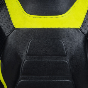 Veste de moto en cuir de vachette véritable pour homme, protection de course blindée CE, haut coupe-vent imprimé noir jaune - Product Image 5