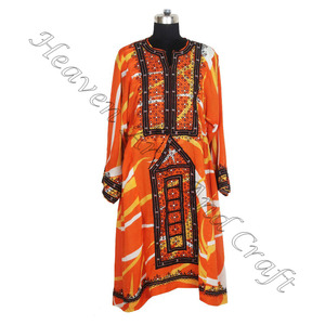 Printed Hand Embroidered Kutchi Balochi Dress BDR014 Best Hand Embroidered Afghani Banjara Dress Vintage Bohemian Dress Supplier - Product Image 3