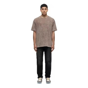 เสื้อยืดแฟชั่นลายฟอกสีแบบใหม่มาแรง ระบายอากาศได้ดี ลายนูน สำหรับผู้ชาย รับออกแบบโลโก้ตามสั่ง ผลิตจากผ้าฝ้าย 100% เป็นมิตรต่อสิ่งแวดล้อม - Product Image 1