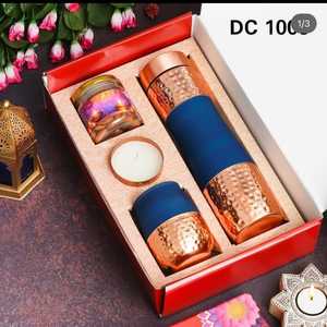 Trendy New Elegant 1000ml Botella de agua de cobre Ayurvedic Cobre puro con vidrio para la salud consciente - Product Image 2