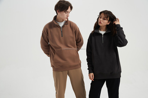 Pull à col roulé unisexe de haute qualité OEM ODM, logo personnalisé, col montant, demi-zip, sweat-shirts pour hommes - Product Image 6