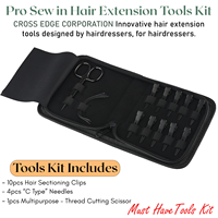Kit d'outils d'extensions de cheveux professionnels aiguilles à coudre incurvées 10 pièces pinces à cheveux ciseaux de salon avec outil de salon avec mallette de rangement